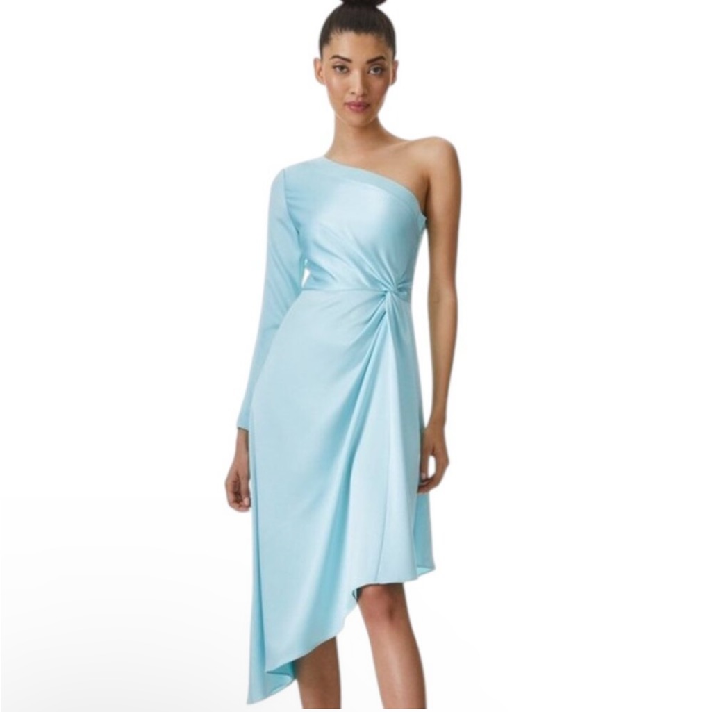 Nwt!! Alice + Olivia Dusty Blue Asymmetrical Dress